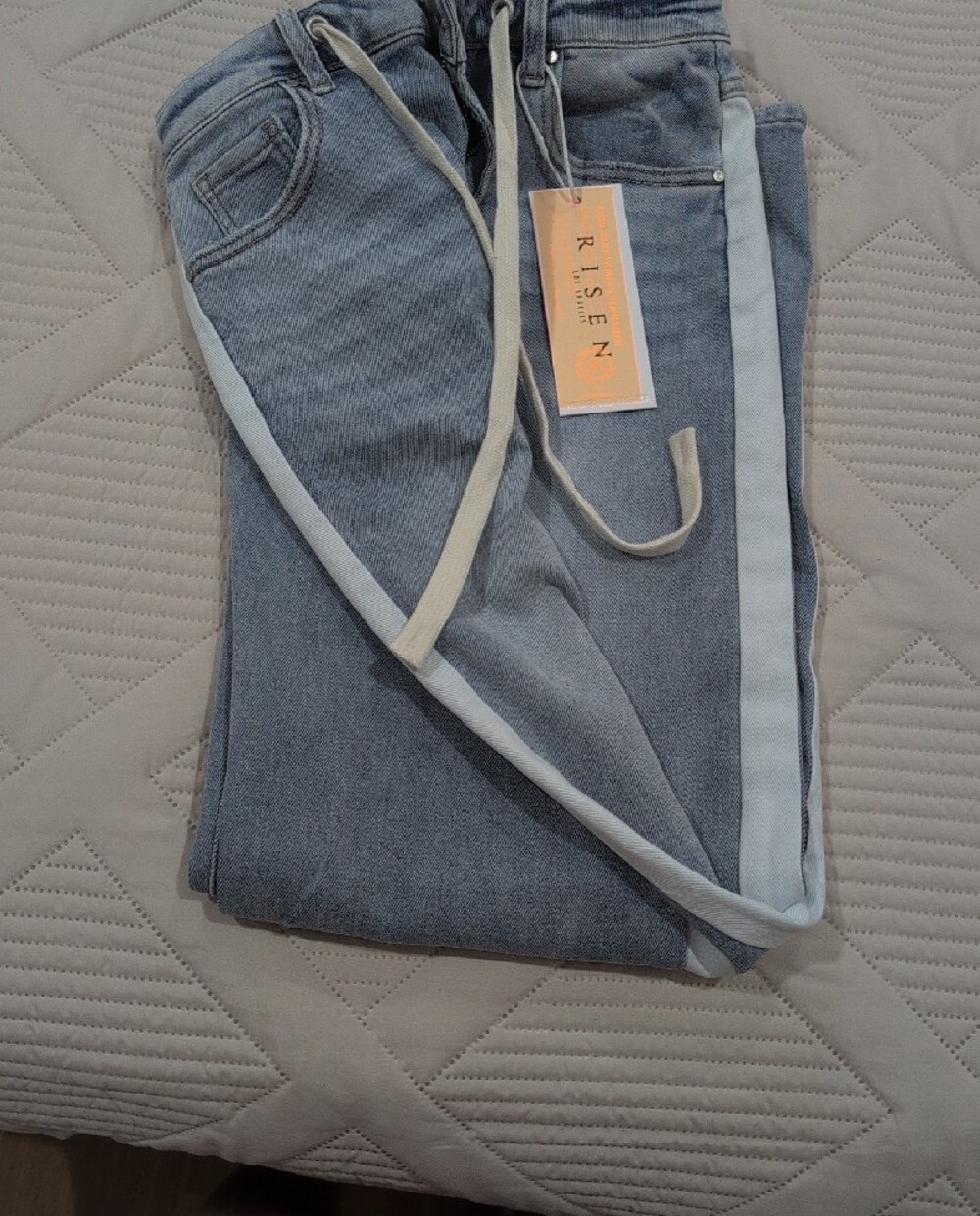 Risen Light Blue Women's Jeans with Side Stripe - Picture 5 of 5